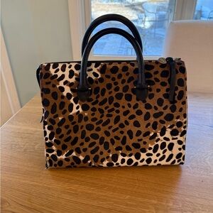 Clare V Sandrine Tote original $595 Leopard print bag with zipper closure